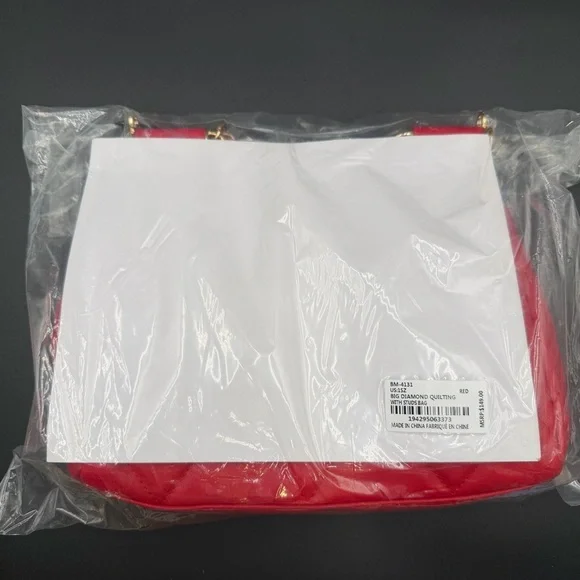 Badgley Mischka Red Quilted Shoulder Cross Body Bag - Picture 2 of 11
